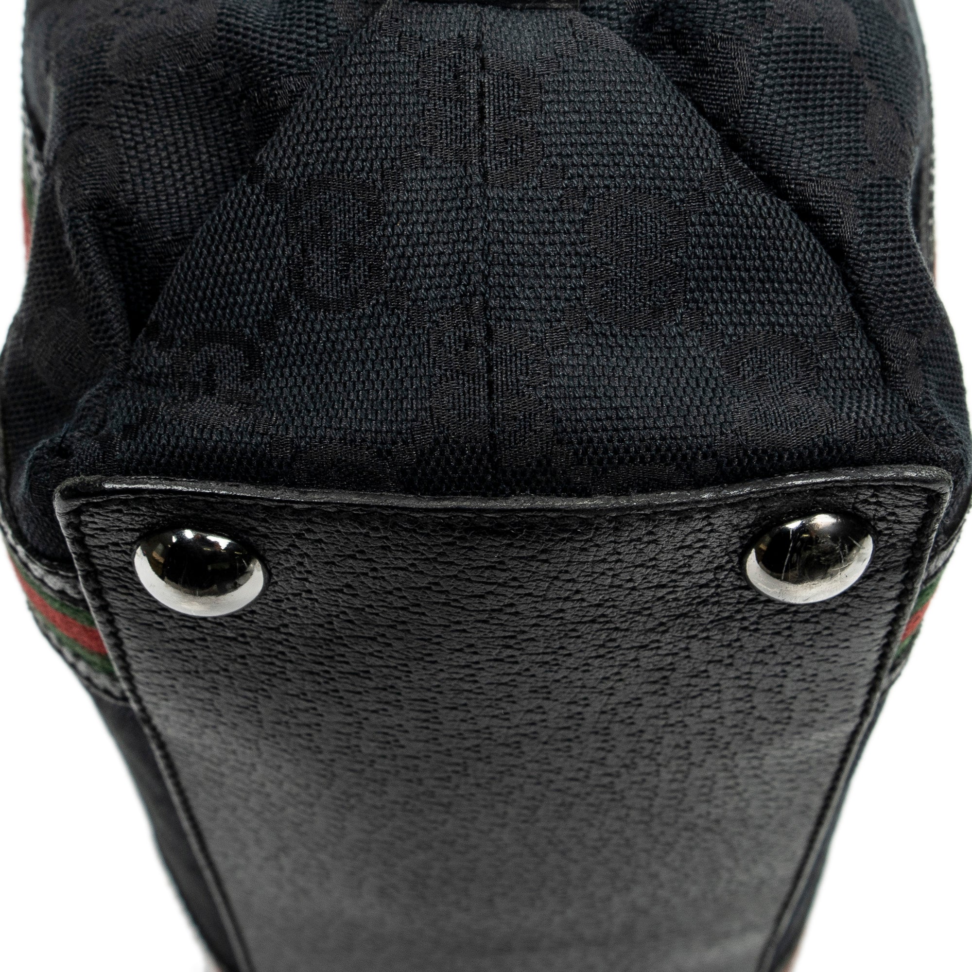 Shoulder Bag Web Buckle Vertical Tote Black Monogrammed Canvas