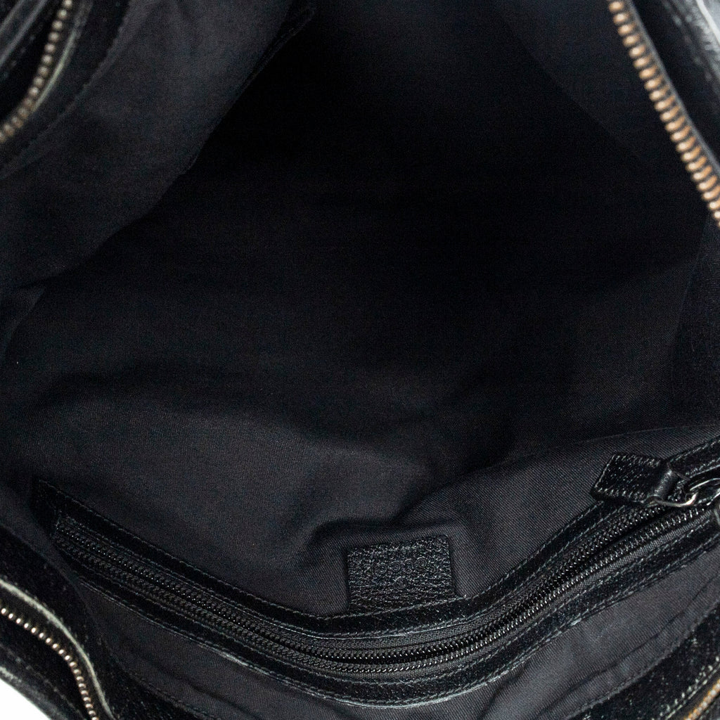 Shoulder Bag Web Buckle Vertical Tote Black Monogrammed Canvas