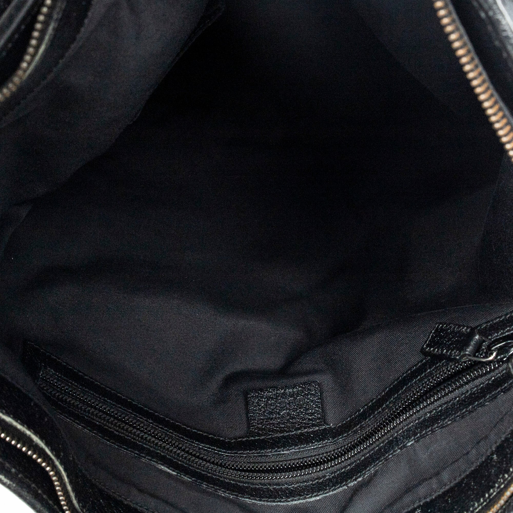 Shoulder Bag Web Buckle Vertical Tote Black Monogrammed Canvas