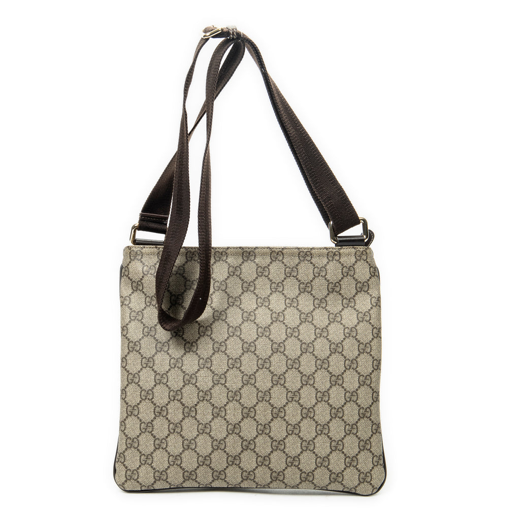 Shoulder Bag Square Front Zip Crossbody Beige Supreme Coated Canvas