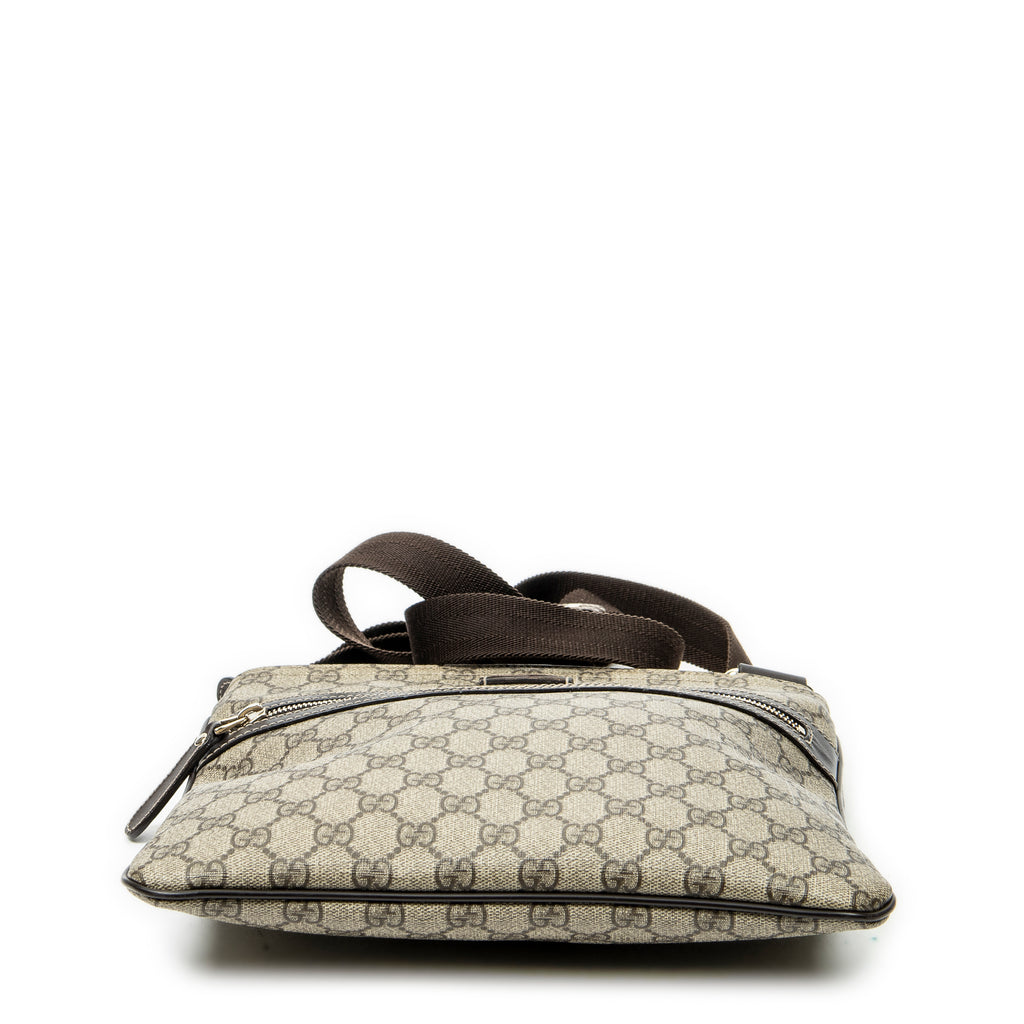 Shoulder Bag Square Front Zip Crossbody Beige Supreme Coated Canvas