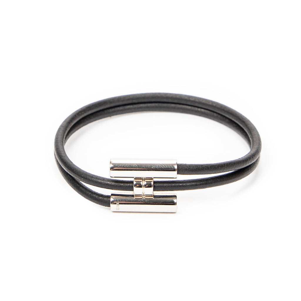 Bracelet Tournis Tresse Bracelet Black Calfskin Leather