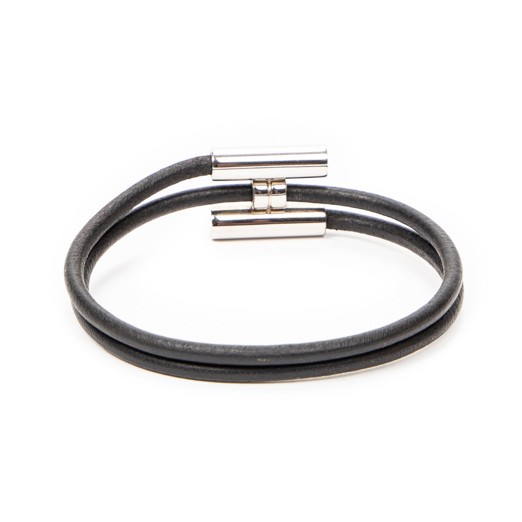 Bracelet Tournis Tresse Bracelet Black Calfskin Leather