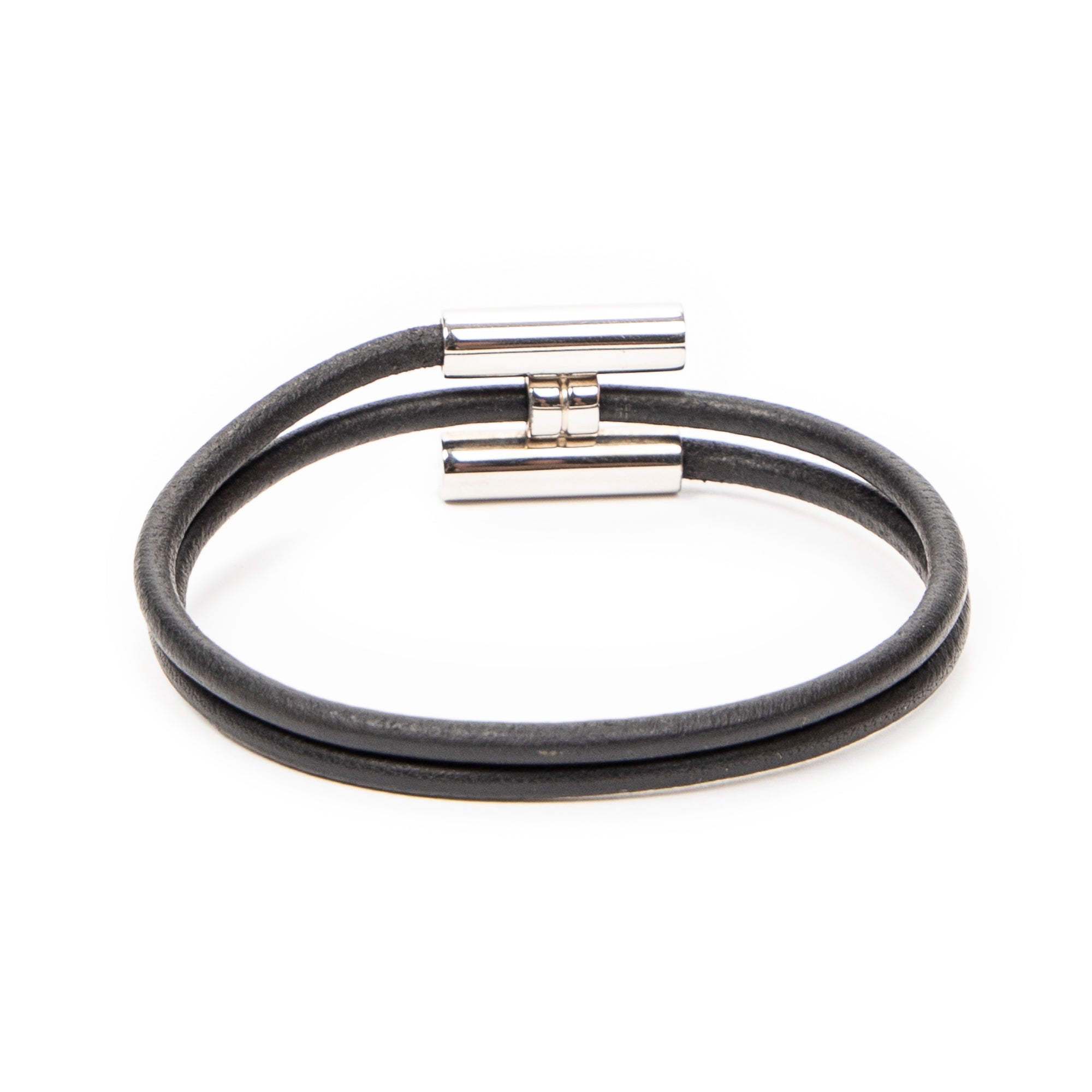 Bracelet Tournis Tresse Bracelet Black Calfskin Leather