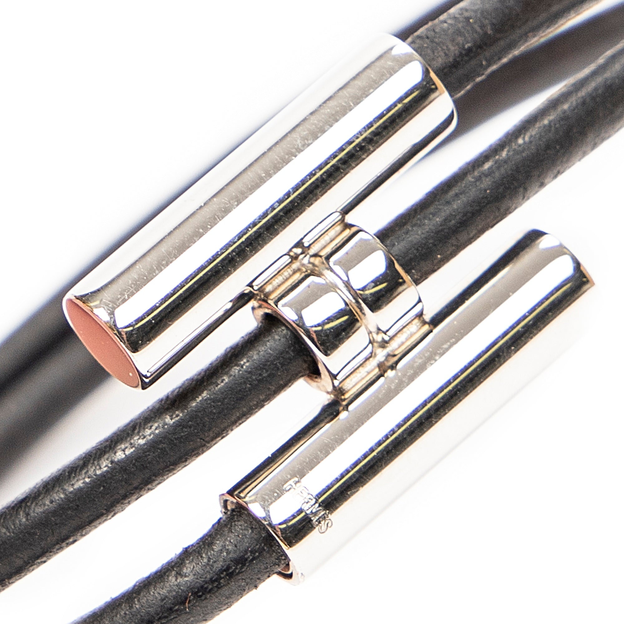 Bracelet Tournis Tresse Bracelet Black Calfskin Leather