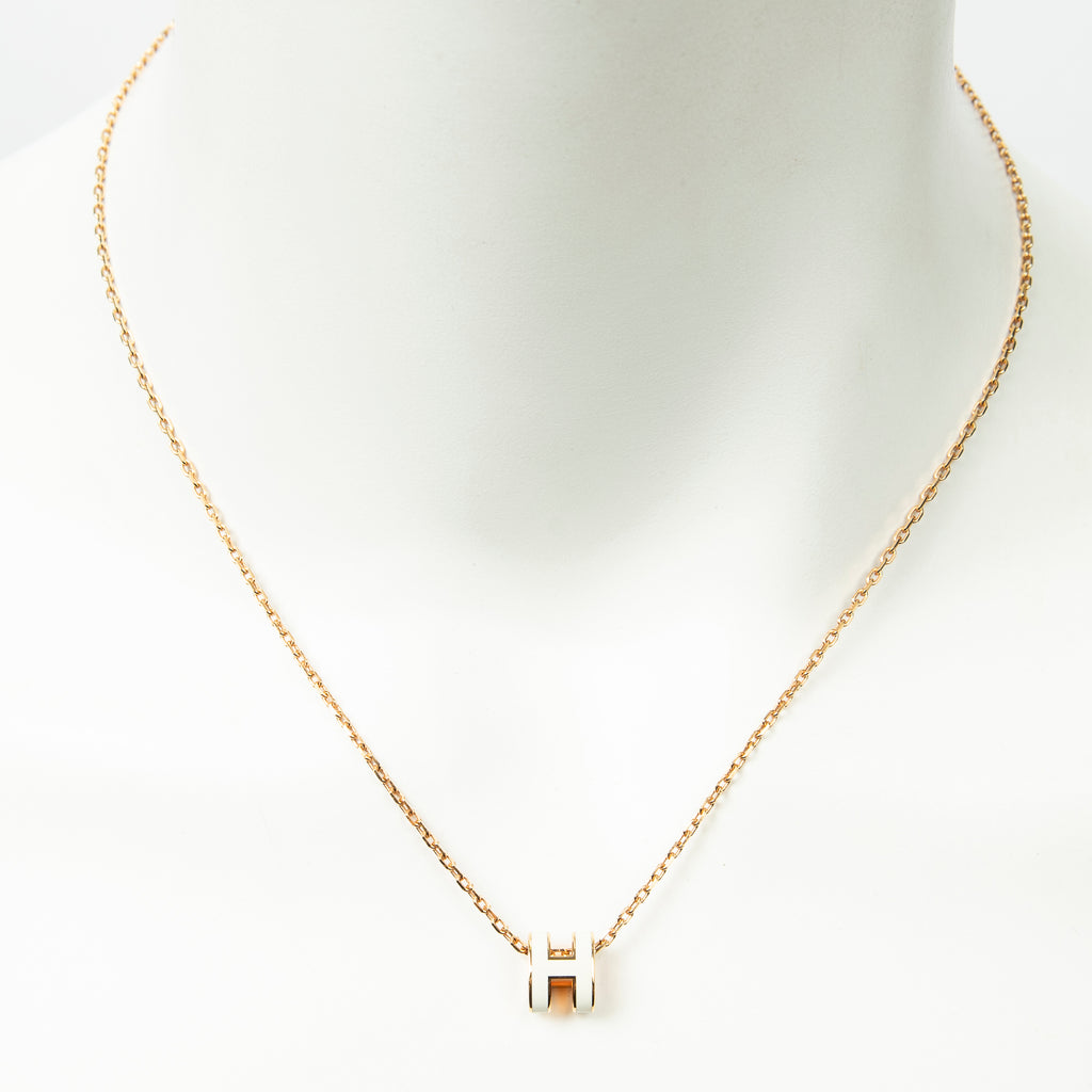 Necklace Mini Pop H Pendant Necklace White Gold Plated