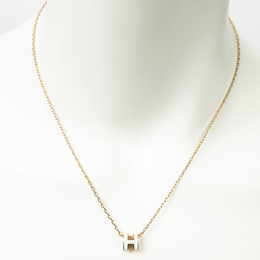 Necklace Mini Pop H Pendant Necklace White Gold Plated