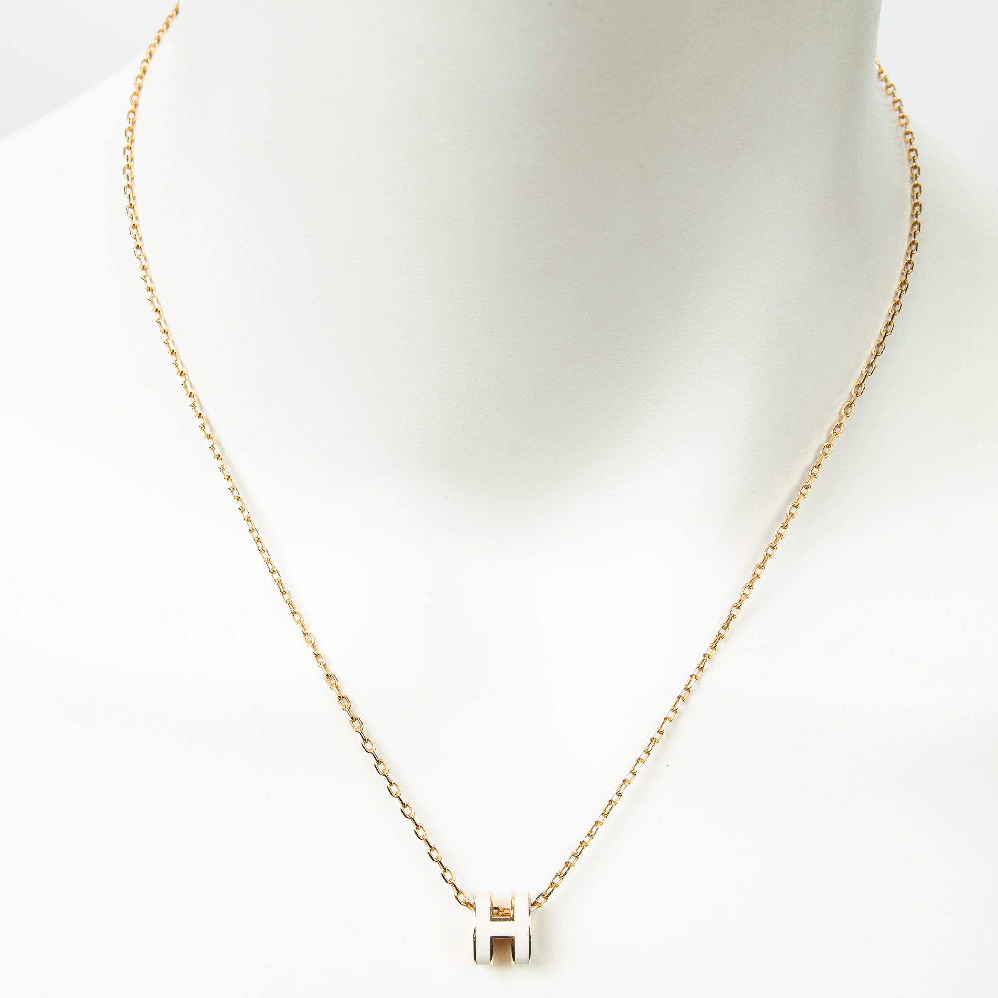 Necklace Mini Pop H Pendant Necklace White Gold Plated