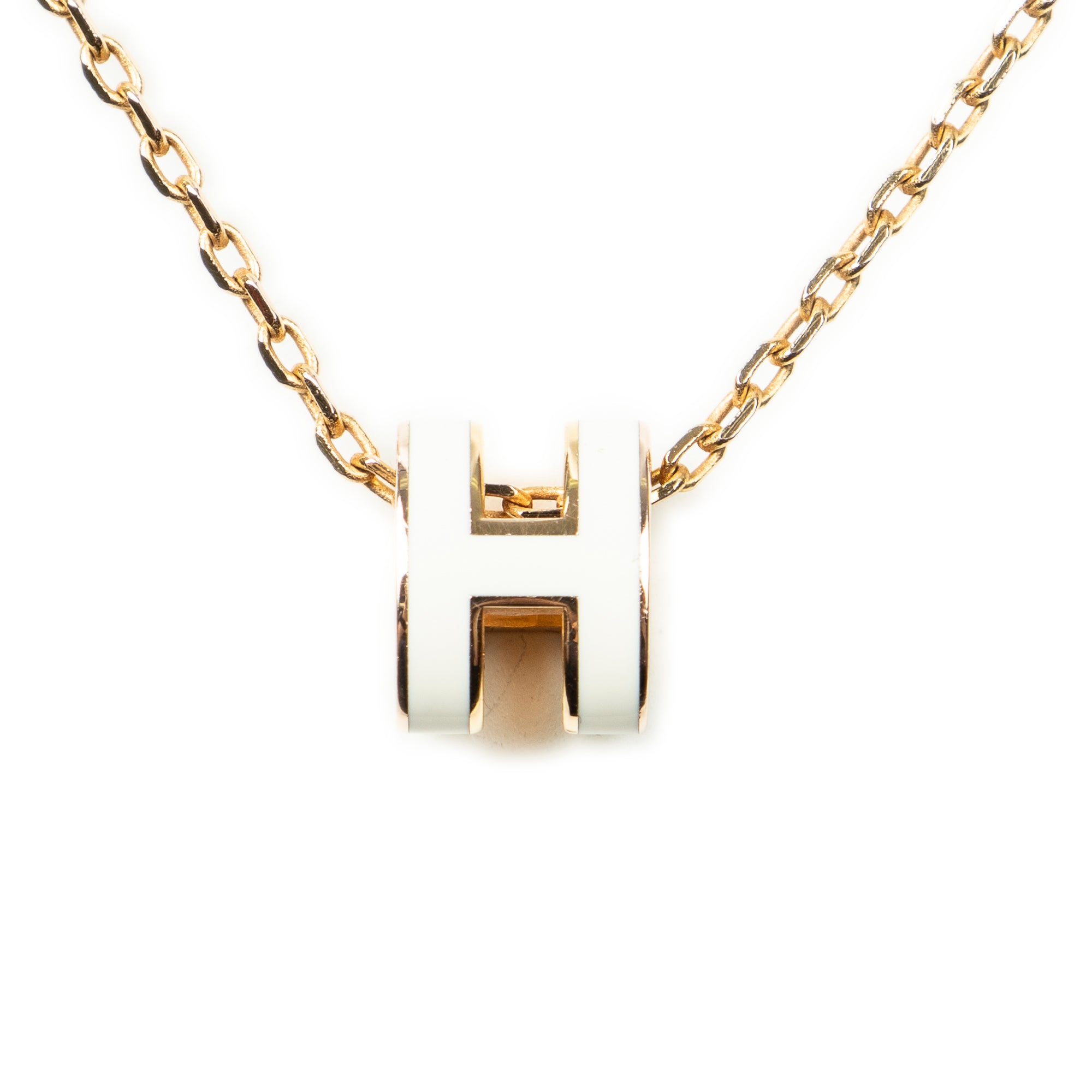 Necklace Mini Pop H Pendant Necklace White Gold Plated