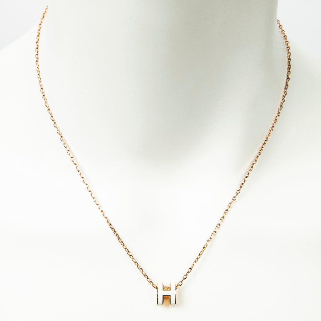 Necklace Mini Pop H Pendant Necklace White Gold Plated