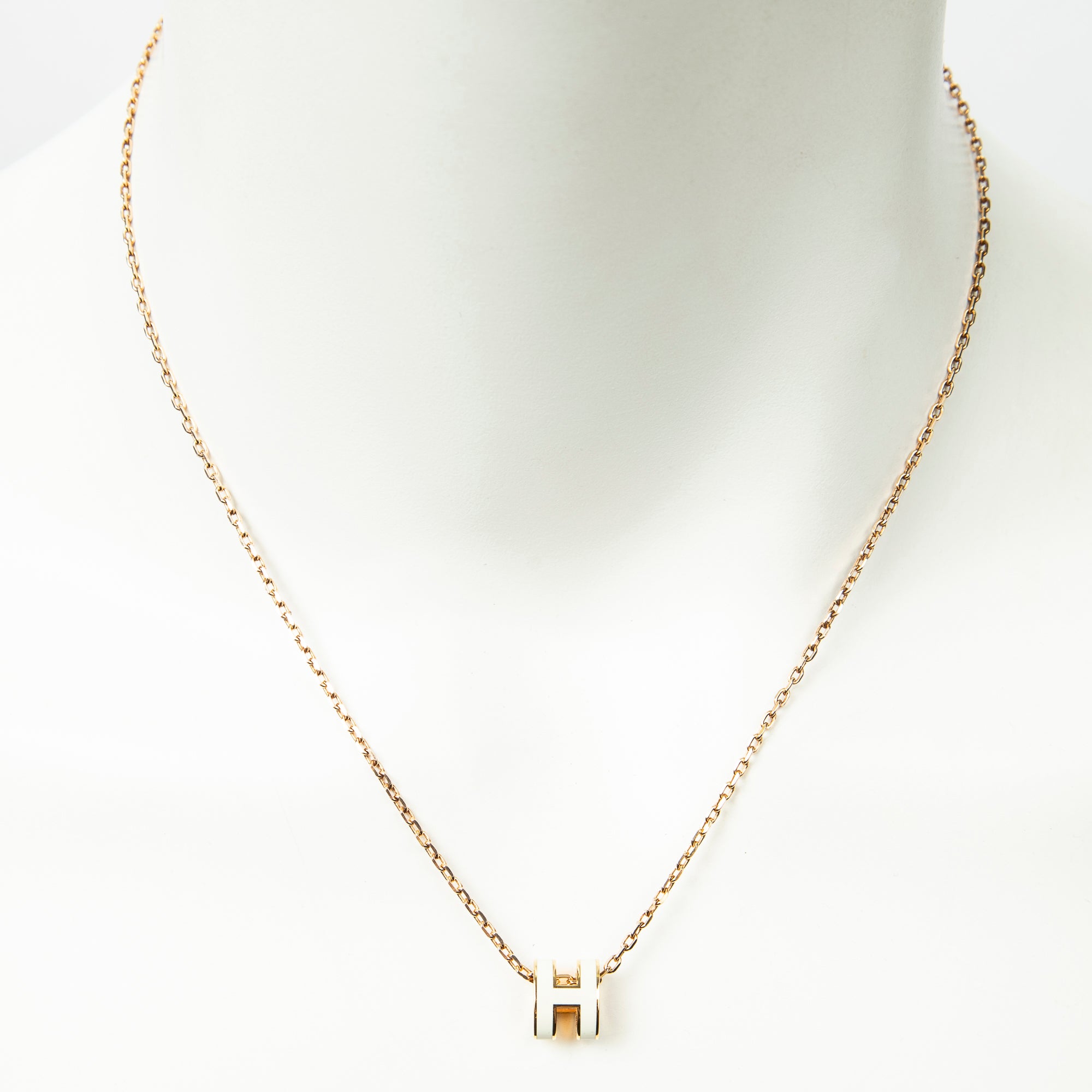 Necklace Mini Pop H Pendant Necklace White Gold Plated