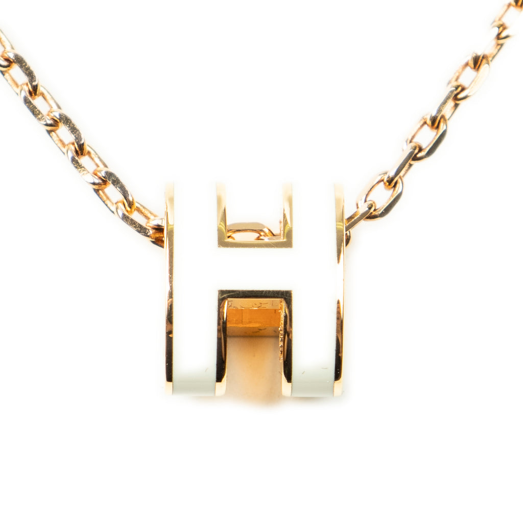Necklace Mini Pop H Pendant Necklace White Gold Plated