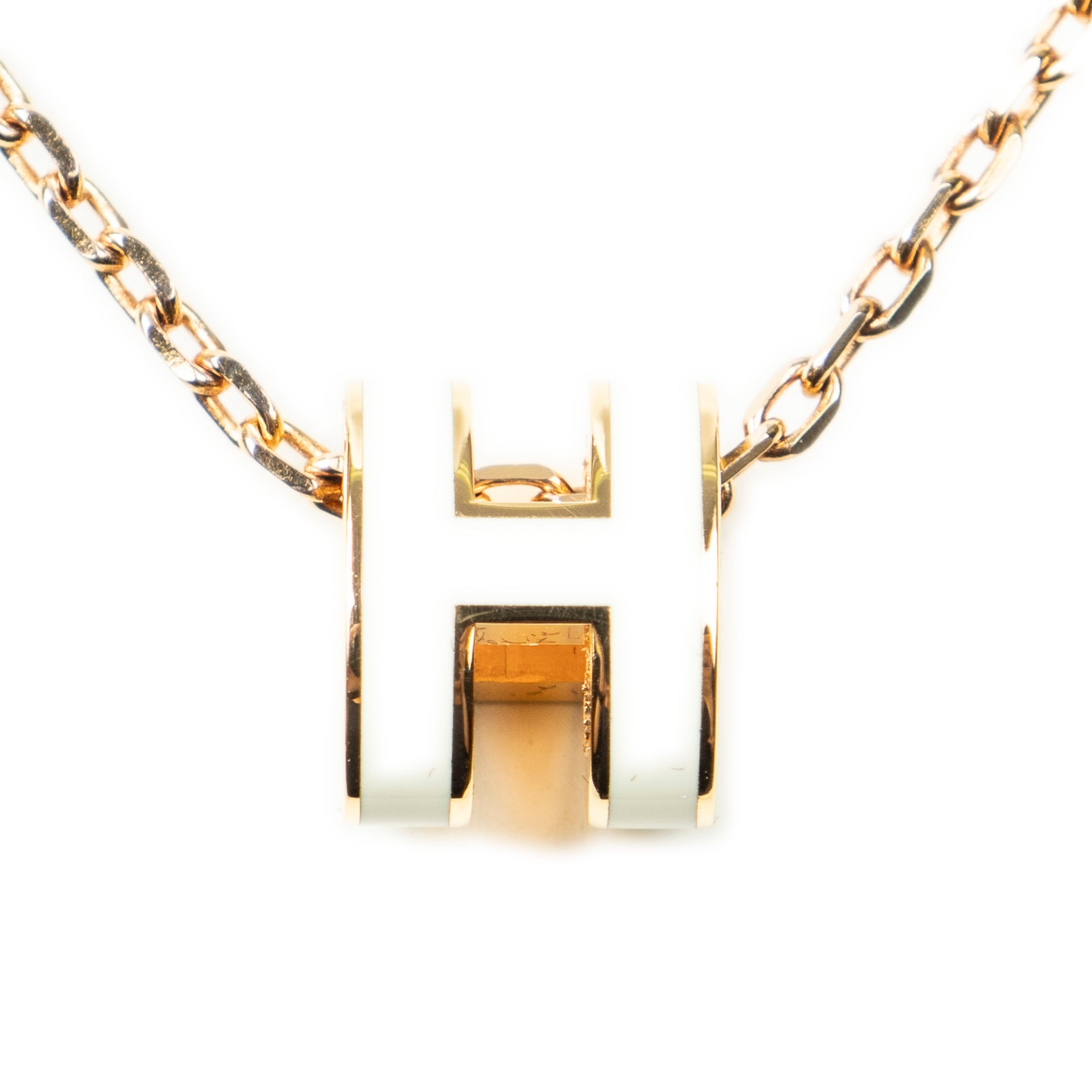Necklace Mini Pop H Pendant Necklace White Gold Plated