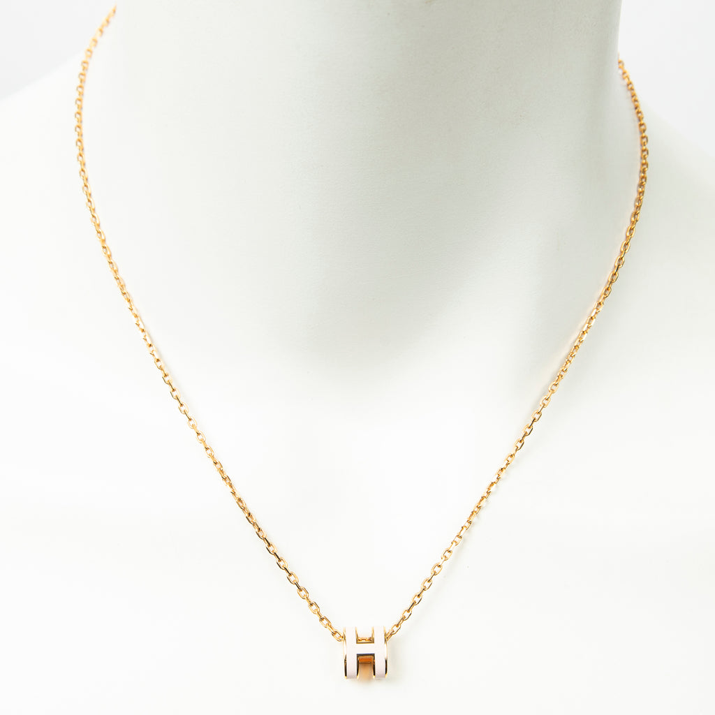 Necklace Mini Pop H Pendant Necklace Pink Gold Plated
