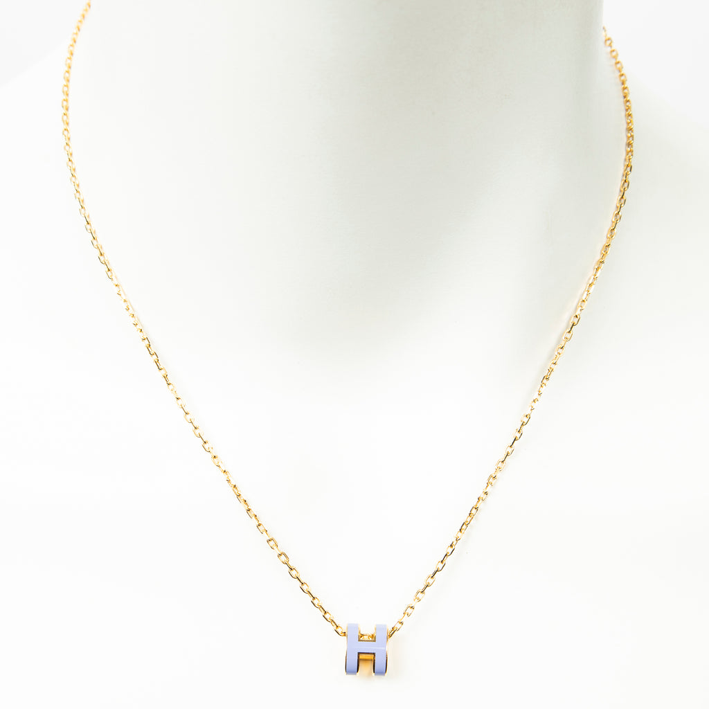 Necklace Mini Pop H Pendant Necklace Purple Gold Plated