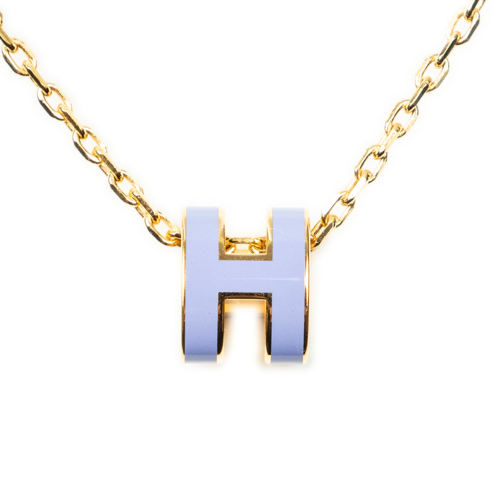 Necklace Mini Pop H Pendant Necklace Purple Gold Plated