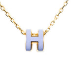 Necklace Mini Pop H Pendant Necklace Purple Gold Plated