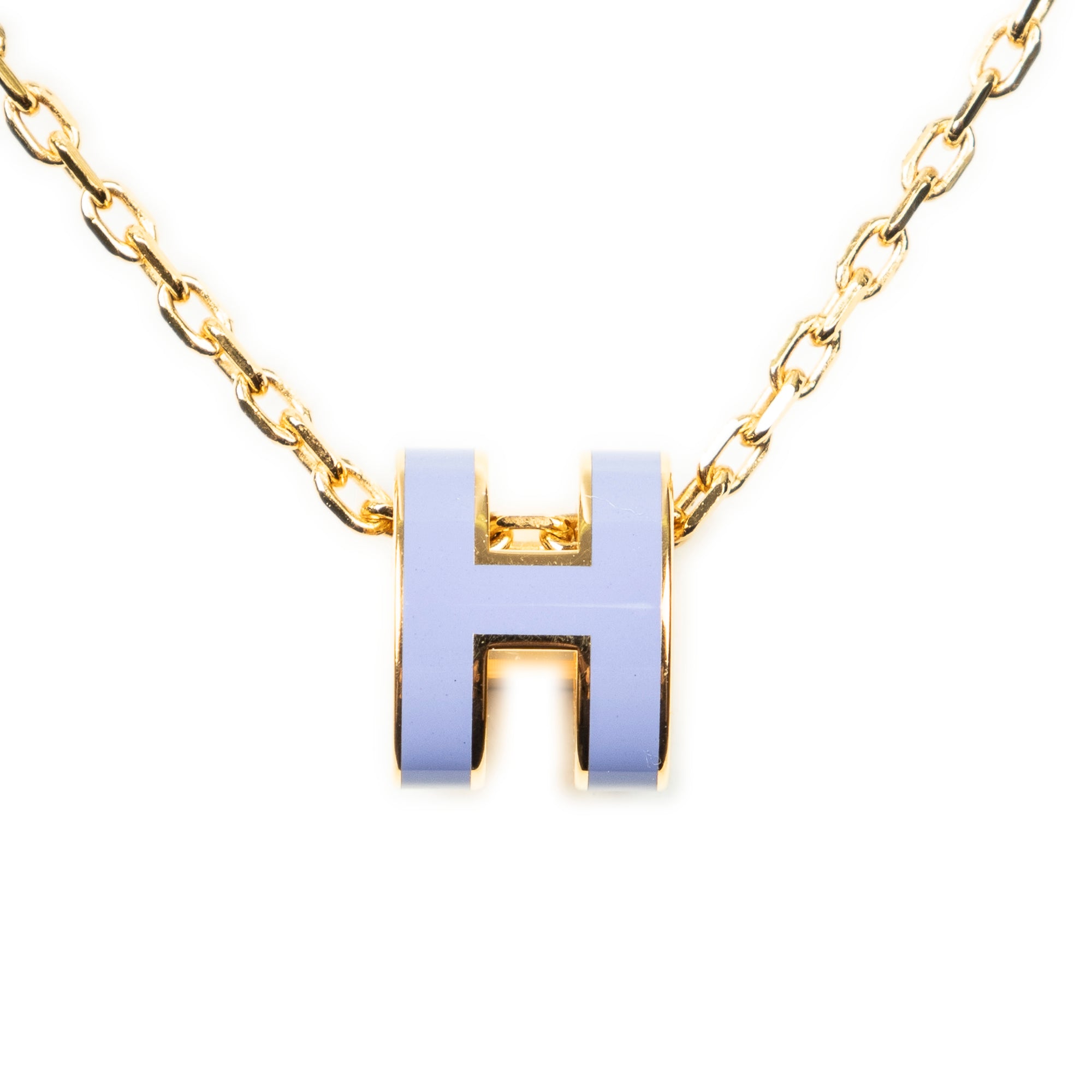 Necklace Mini Pop H Pendant Necklace Purple Gold Plated