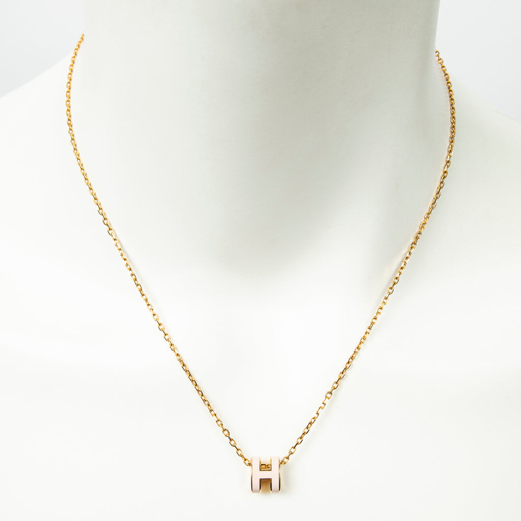 Necklace Mini Pop H Pendant Necklace Pink Gold Plated