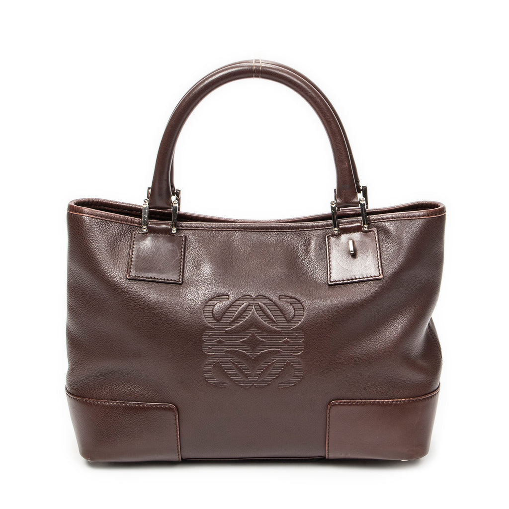 Handbag Anagram Open Tote Dark Brown Calfskin Leather