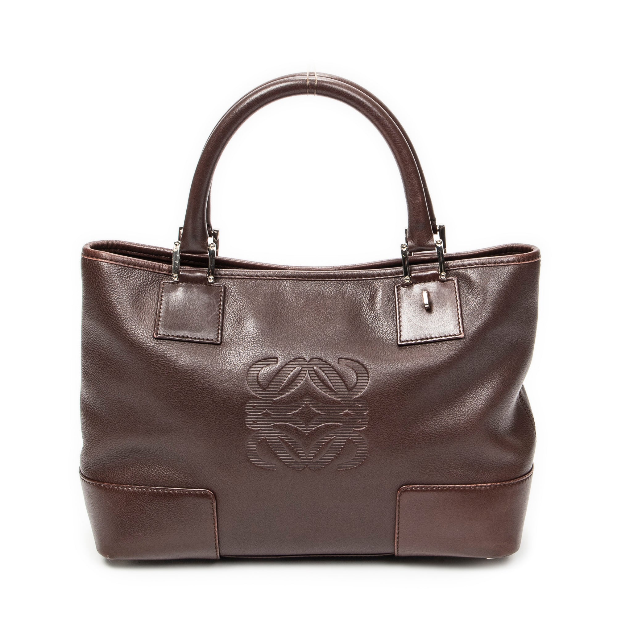 Handbag Anagram Open Tote Dark Brown Calfskin Leather