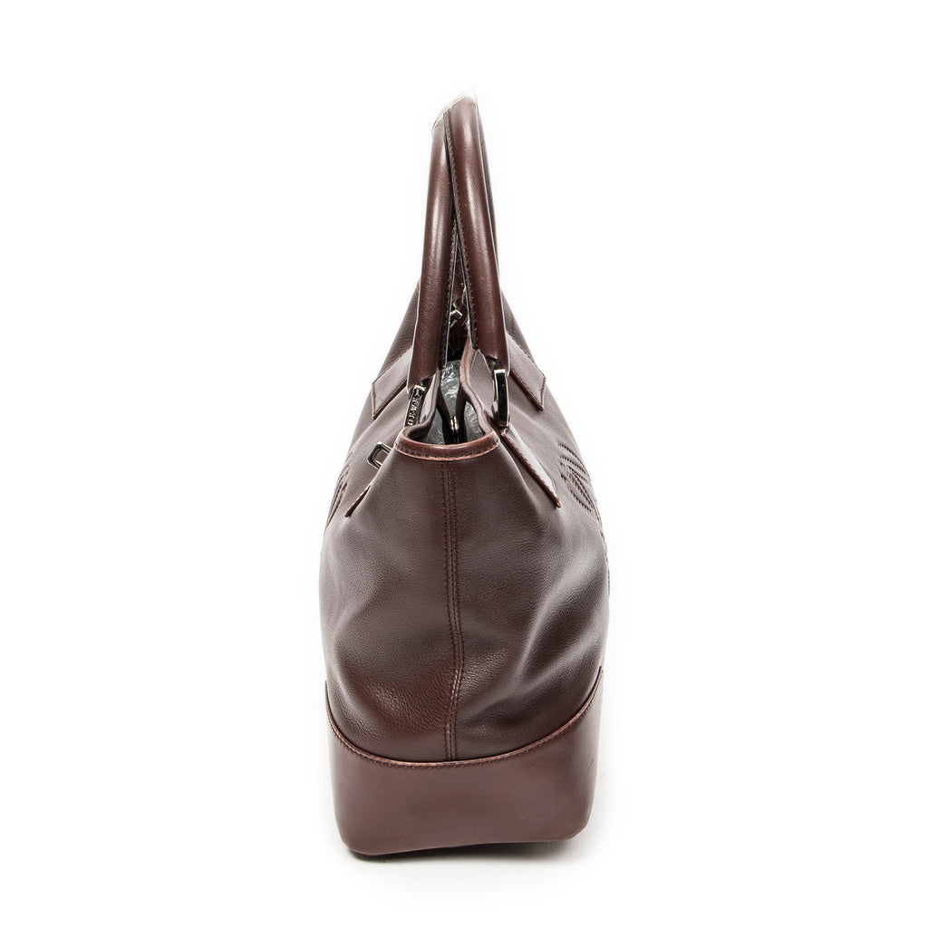 Handbag Anagram Open Tote Dark Brown Calfskin Leather