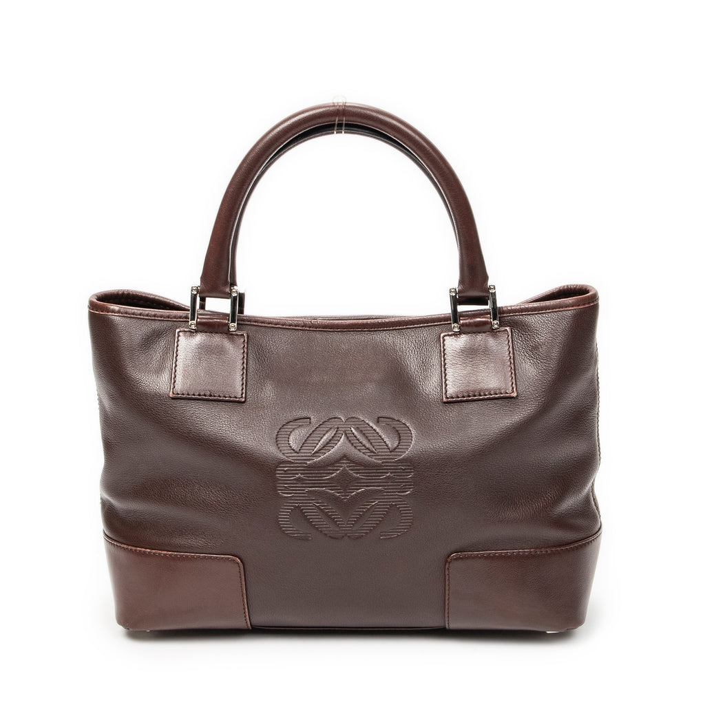 Handbag Anagram Open Tote Dark Brown Calfskin Leather