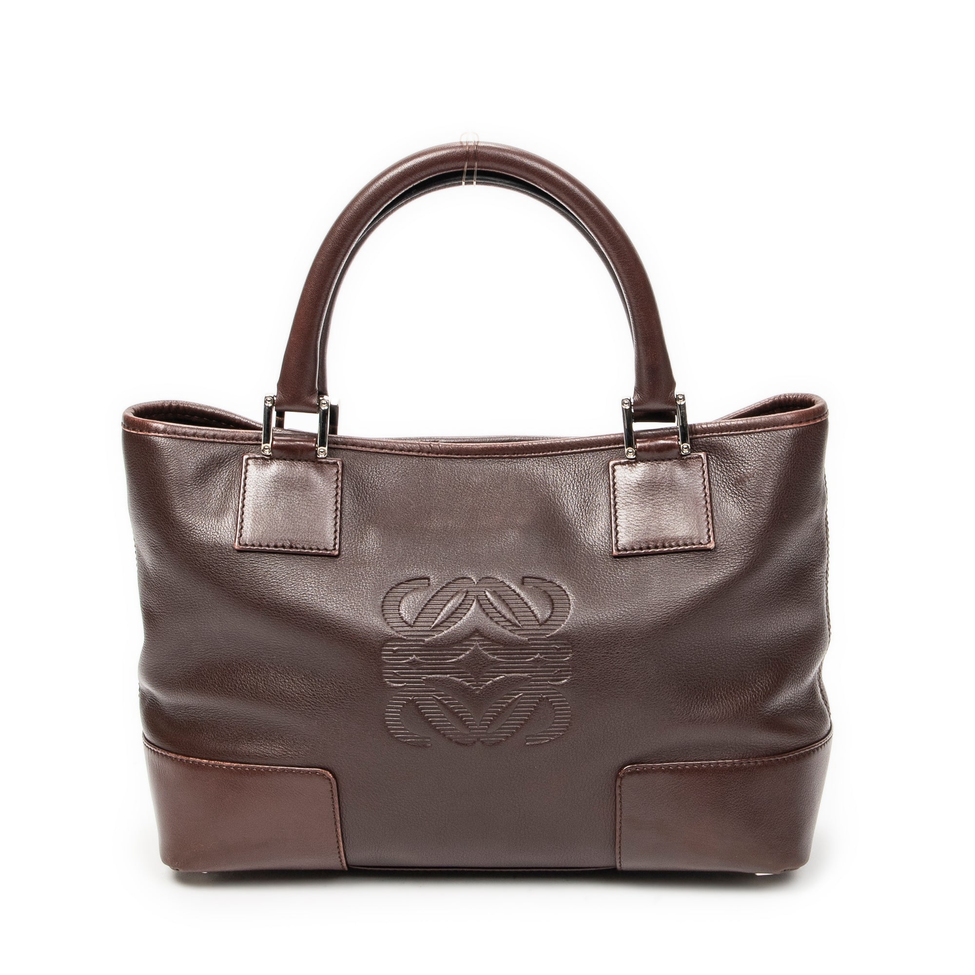 Handbag Anagram Open Tote Dark Brown Calfskin Leather