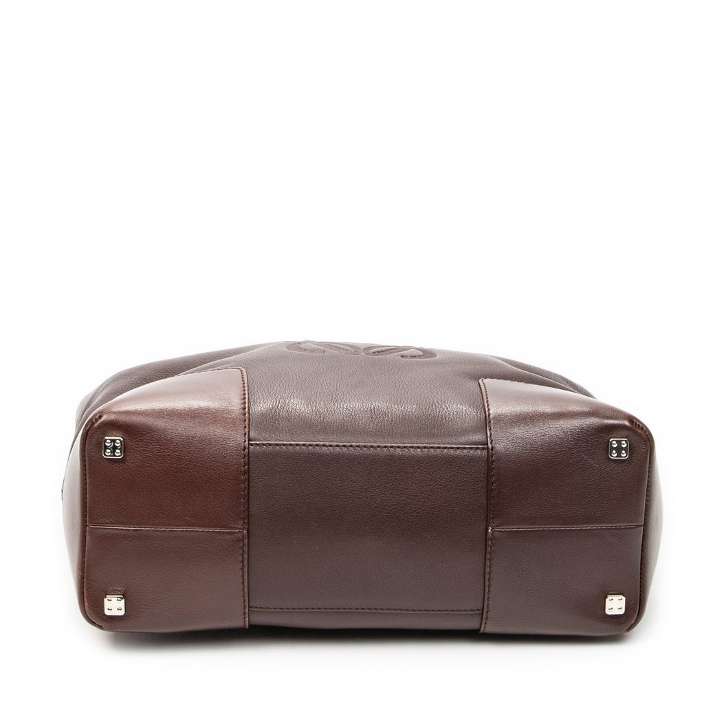 Handbag Anagram Open Tote Dark Brown Calfskin Leather