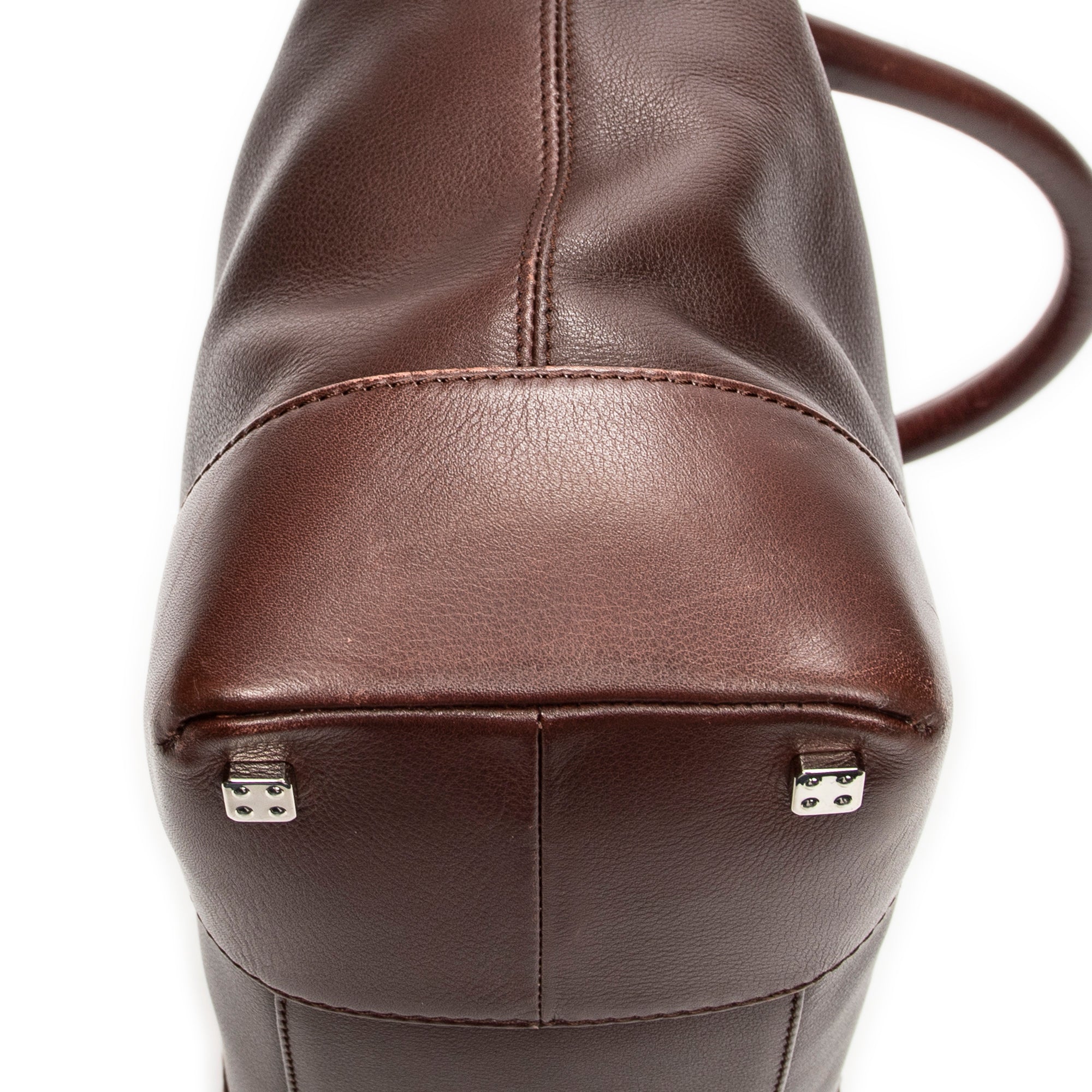 Handbag Anagram Open Tote Dark Brown Calfskin Leather