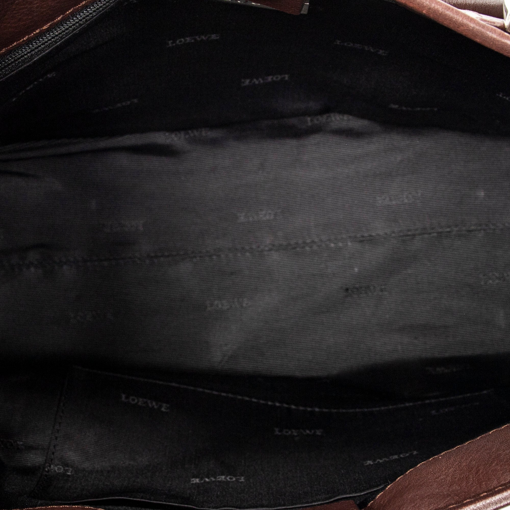 Handbag Anagram Open Tote Dark Brown Calfskin Leather