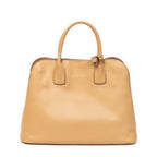 Shoulder Bag Front Pocket Dome Tote Beige Saffiano Leather
