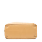 Shoulder Bag Front Pocket Dome Tote Beige Saffiano Leather