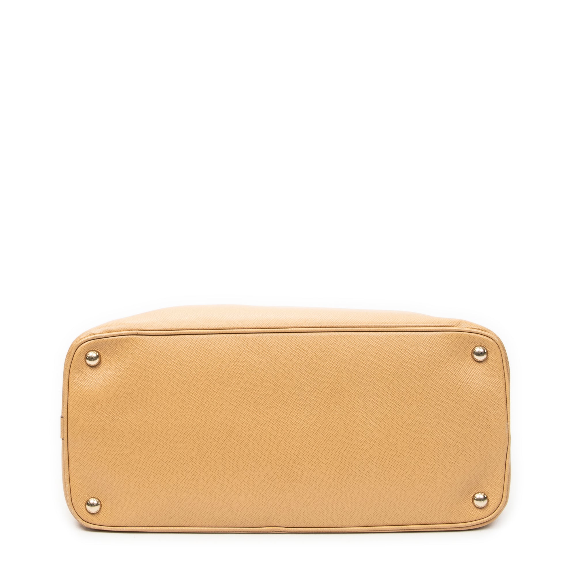 Shoulder Bag Front Pocket Dome Tote Beige Saffiano Leather