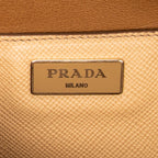 Shoulder Bag Front Pocket Dome Tote Beige Saffiano Leather