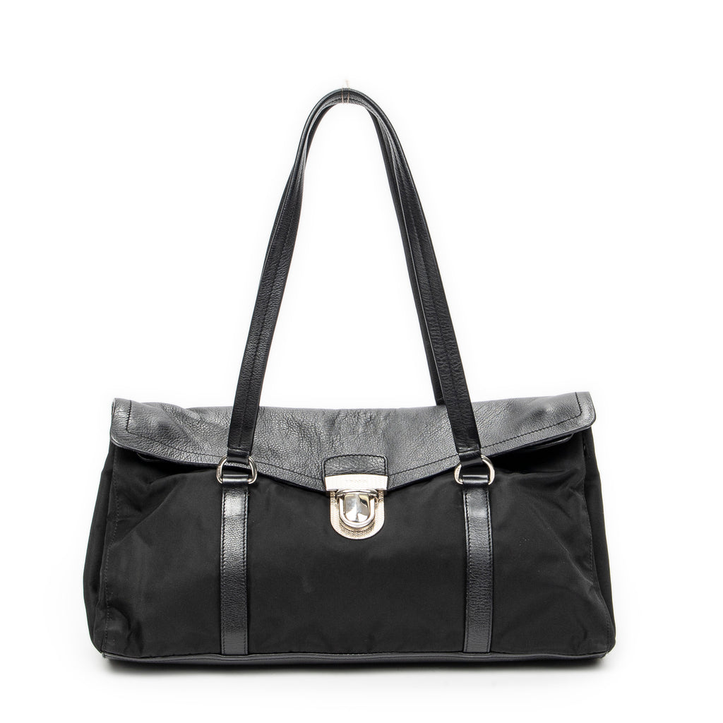 Shoulder Bag Rectangular Flap Shoulder Bag Black Nylon Canvas