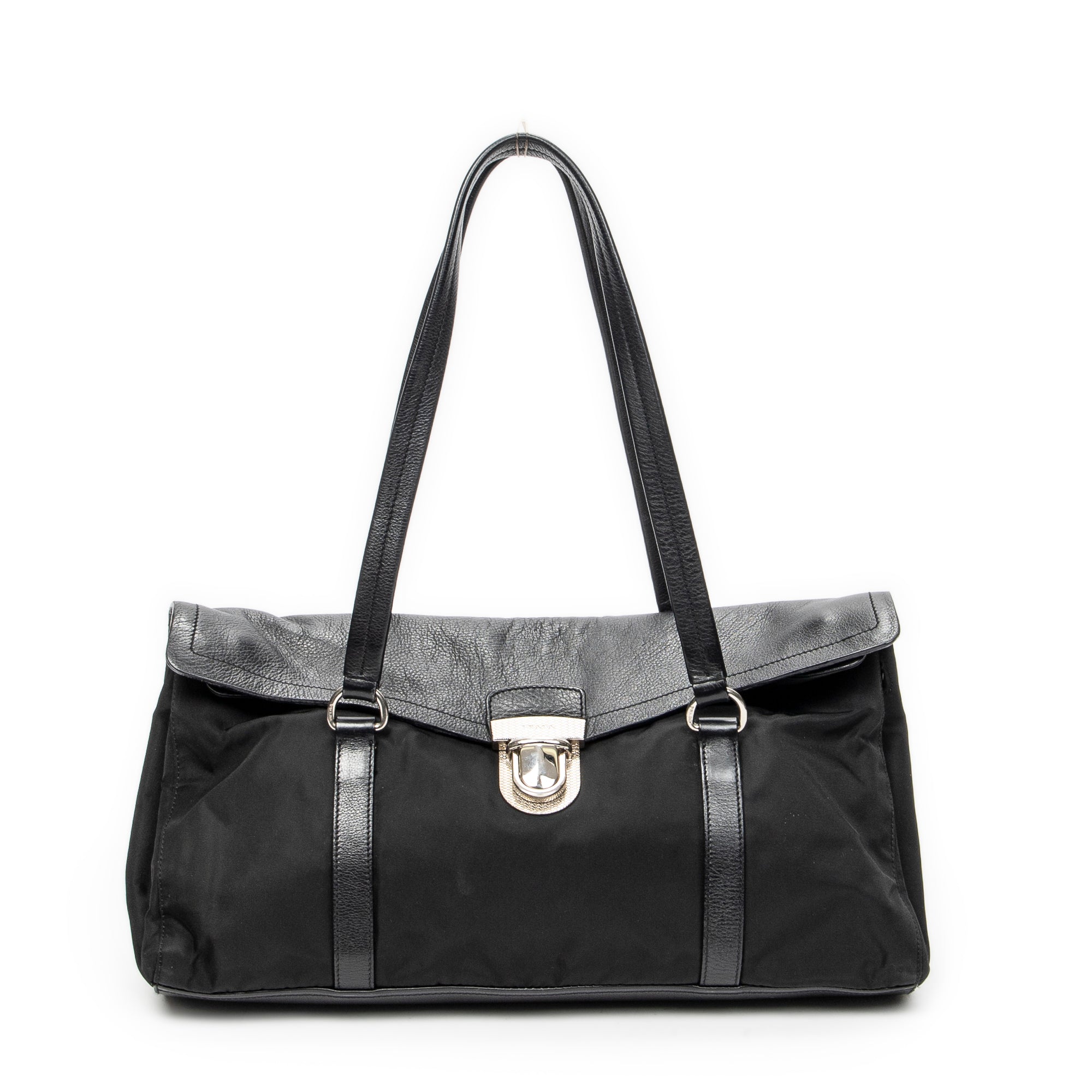 Shoulder Bag Rectangular Flap Shoulder Bag Black Nylon Canvas