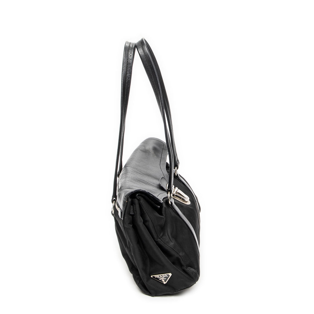 Shoulder Bag Rectangular Flap Shoulder Bag Black Nylon Canvas