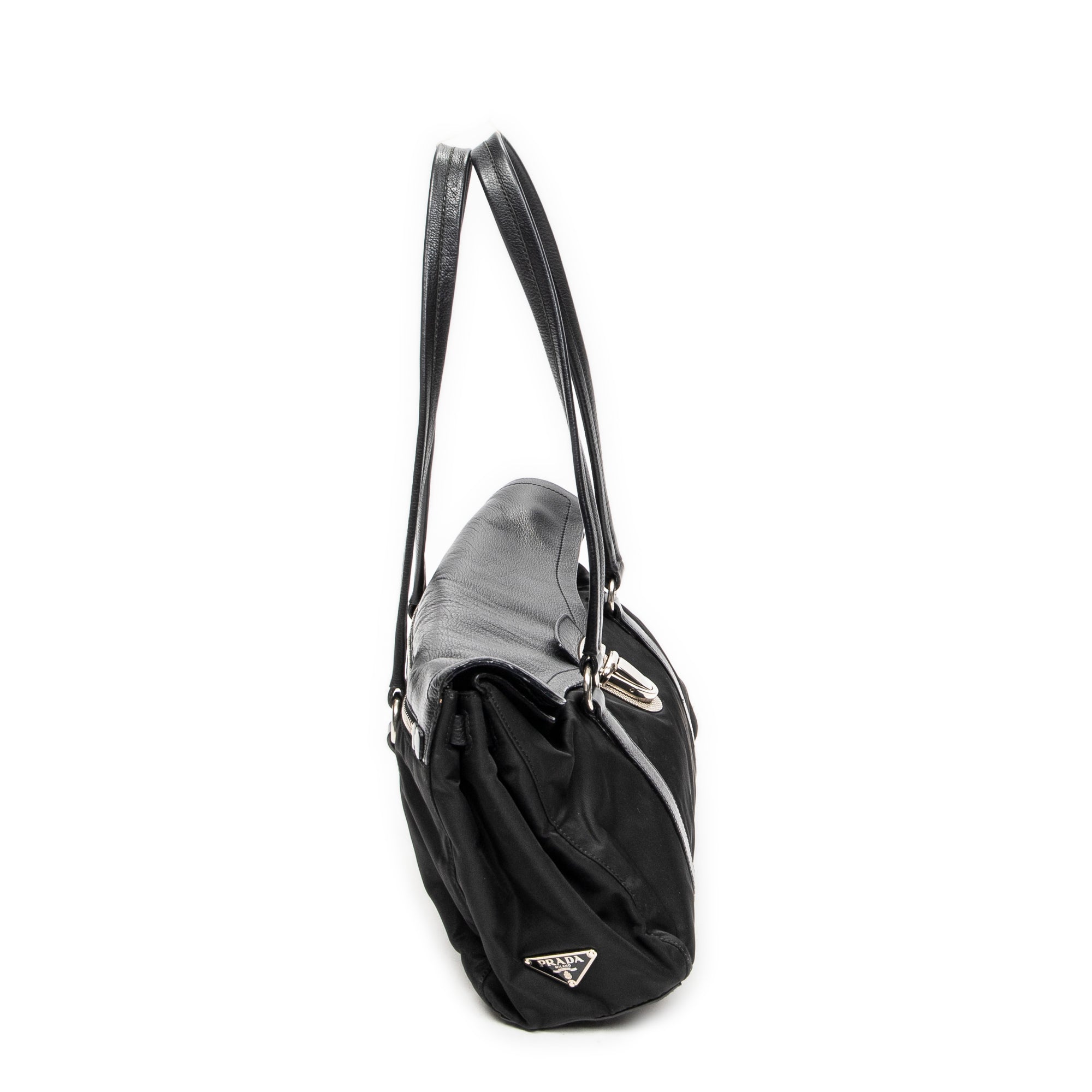Shoulder Bag Rectangular Flap Shoulder Bag Black Nylon Canvas