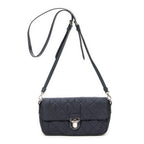 Shoulder Bag Rectangular Flap Crossbody Navy Tessuto Impuntu Canvas