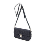 Shoulder Bag Rectangular Flap Crossbody Navy Tessuto Impuntu Canvas
