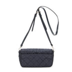 Shoulder Bag Rectangular Flap Crossbody Navy Tessuto Impuntu Canvas