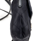Shoulder Bag Rectangular Flap Crossbody Navy Tessuto Impuntu Canvas