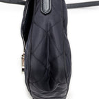 Shoulder Bag Rectangular Flap Crossbody Navy Tessuto Impuntu Canvas
