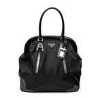 Shoulder Bag Frame Dome Tote Black Nylon Canvas