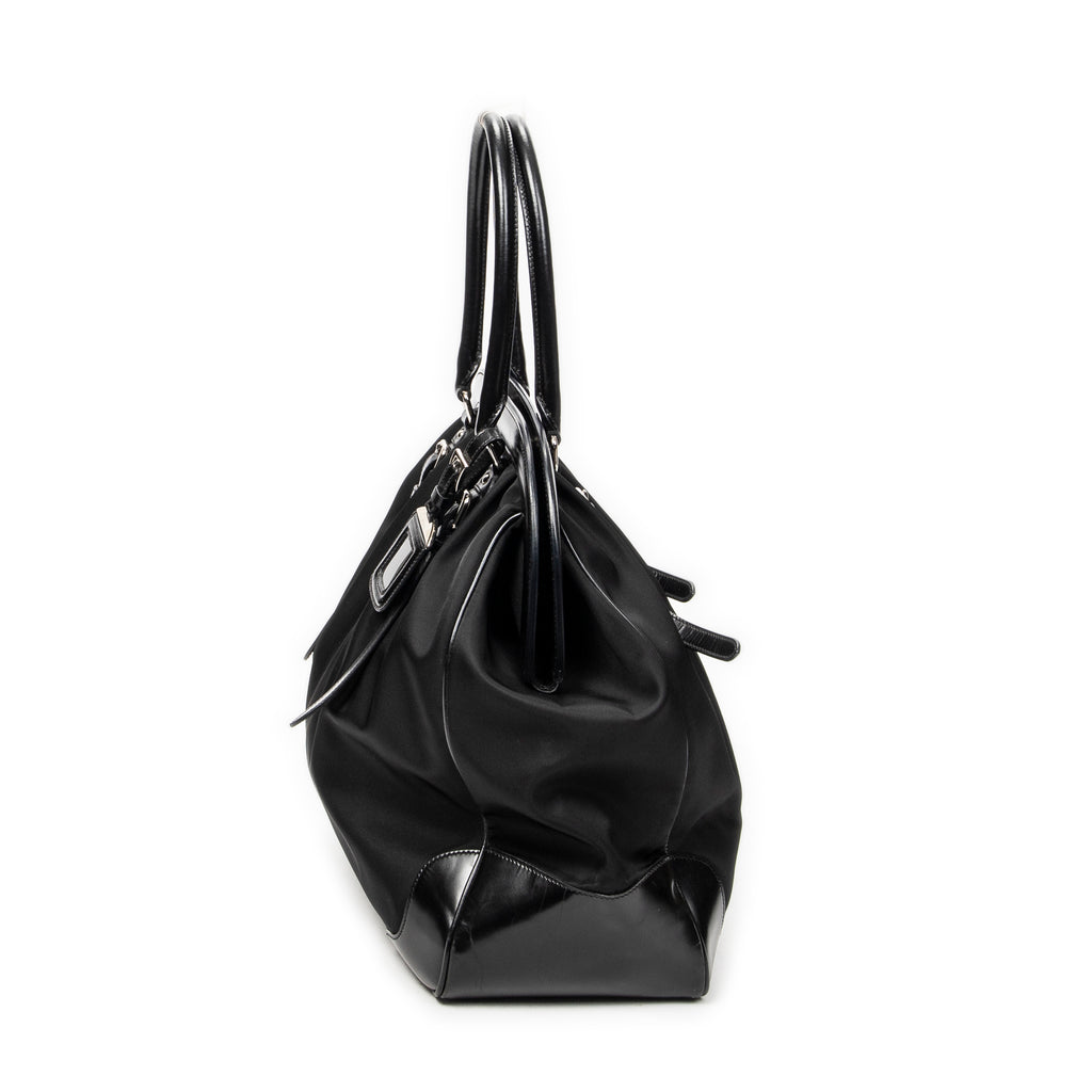 Shoulder Bag Frame Dome Tote Black Nylon Canvas