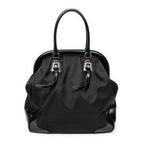 Shoulder Bag Frame Dome Tote Black Nylon Canvas