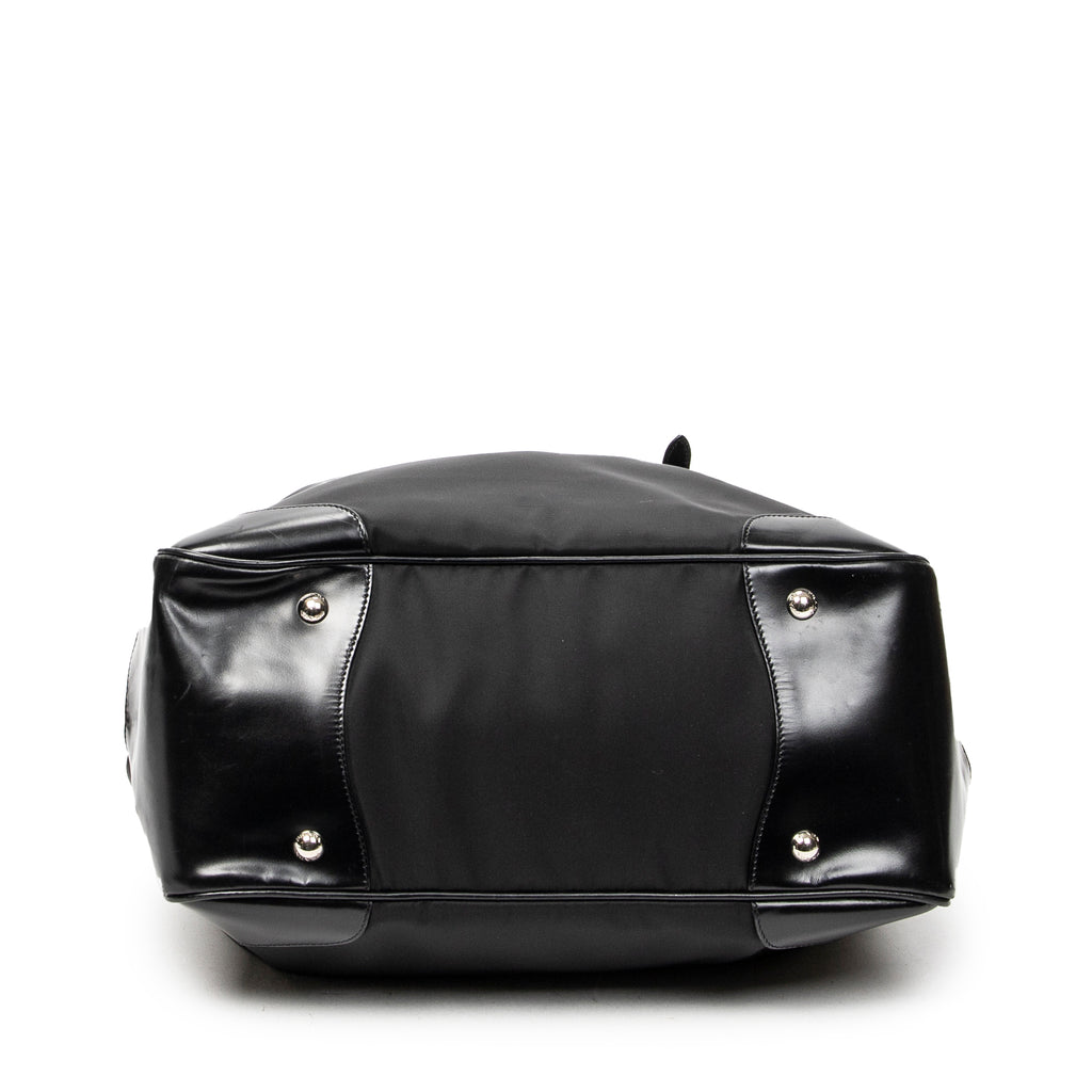 Shoulder Bag Frame Dome Tote Black Nylon Canvas