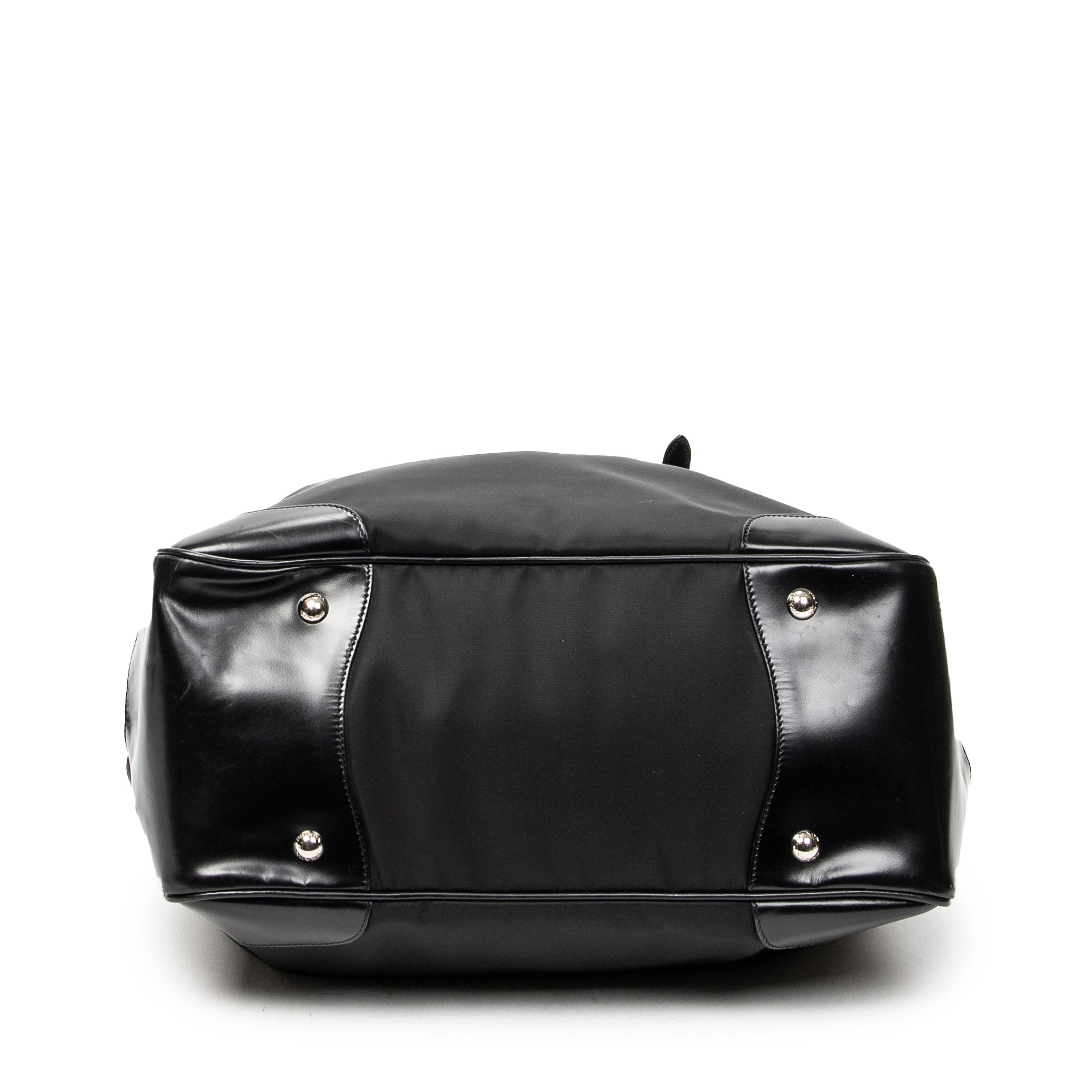 Shoulder Bag Frame Dome Tote Black Nylon Canvas