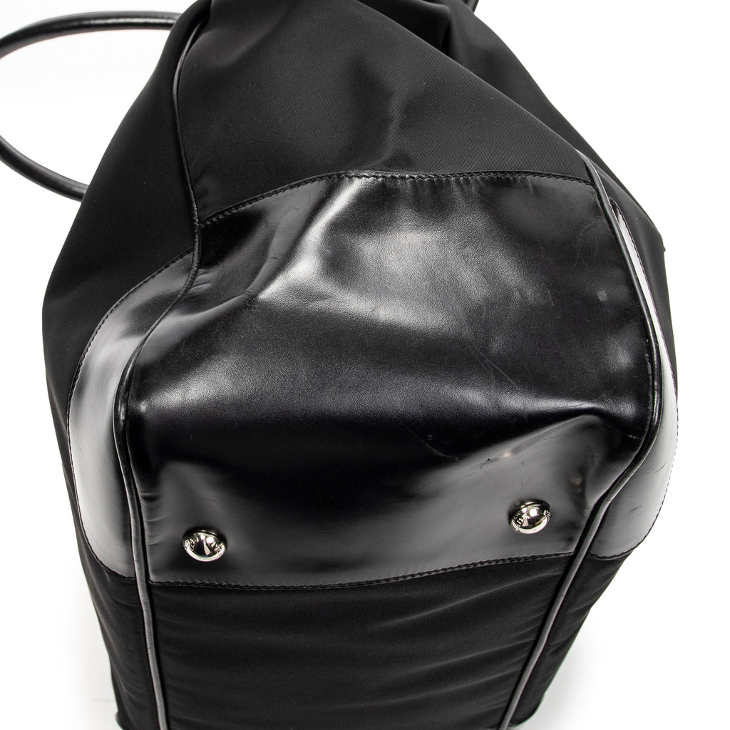 Shoulder Bag Frame Dome Tote Black Nylon Canvas